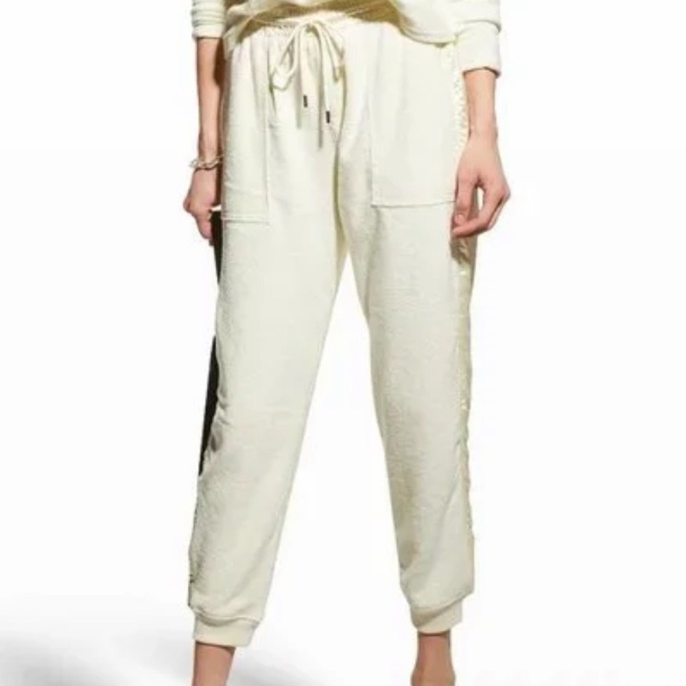 ATM Anthony Thomas Melillo French Terry Satin Stripe Joggers Chalk XL AW3166-JAE
